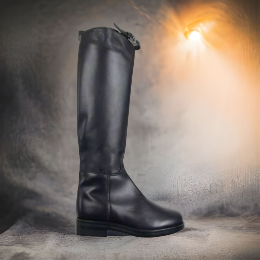 Graffiti NIB Leather Riding Polo Style Boots Made In Italy Size Black